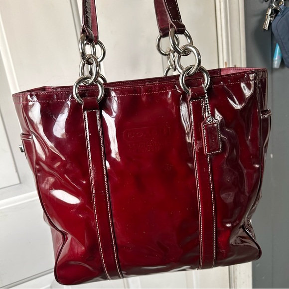 Coach Handbags - Y2K Coach Red East West Gallery Patent Leather Tote Side Turnlocks